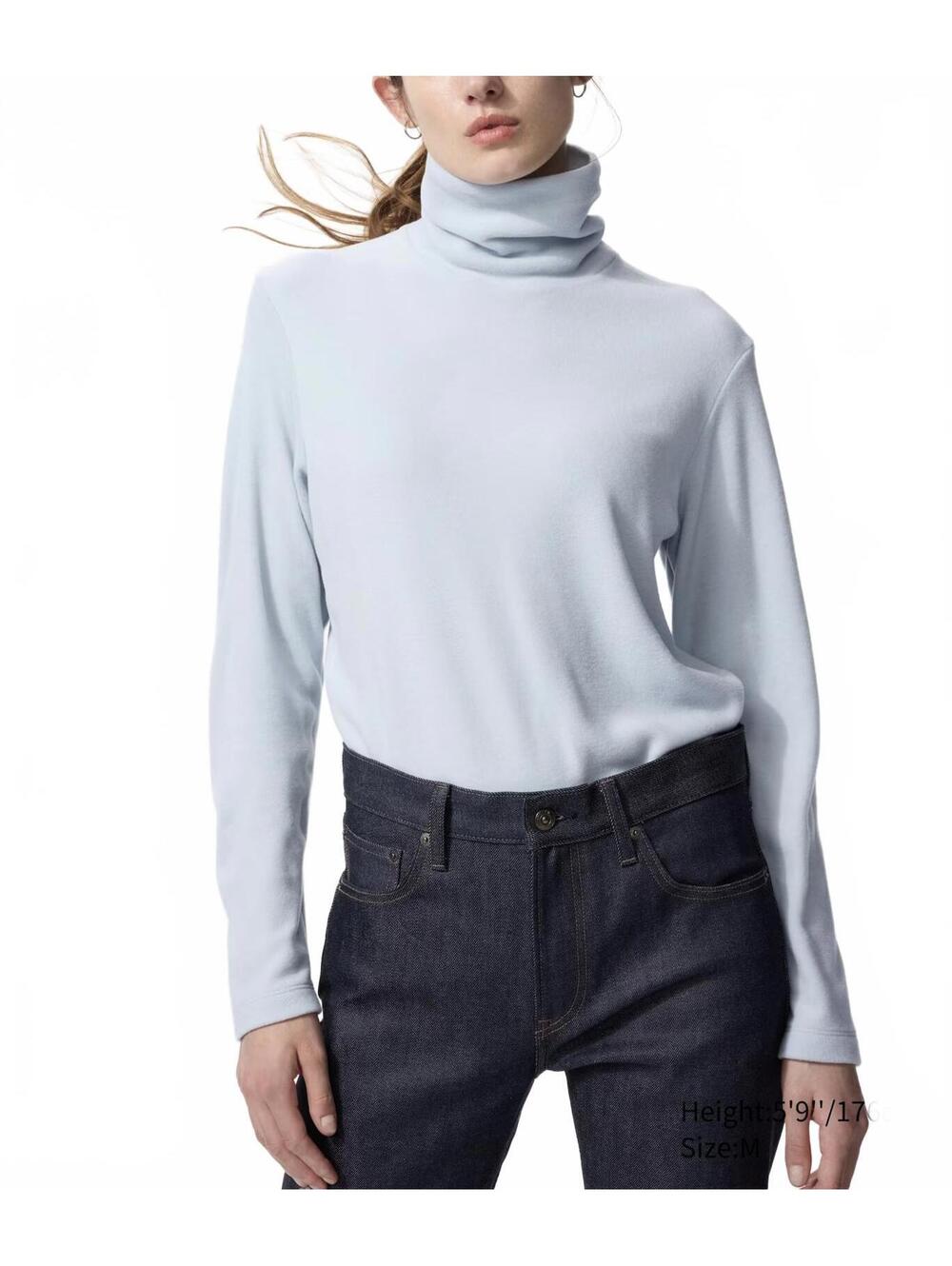 Uniqlo HEATTECH Fleece T-Shirt | Turtleneck NWT Light Blue XL